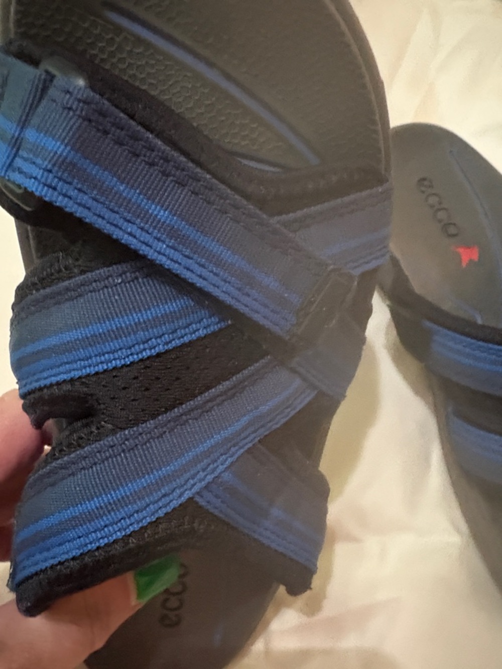 Ecco Blue and Black Cross-Strap Slide Sandals 37 - Picture 4 of 9
